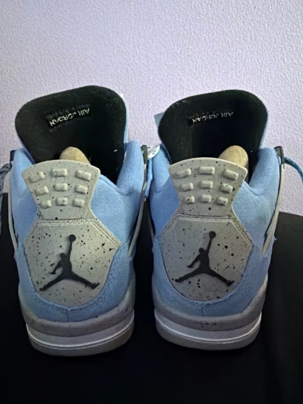 Jordan Kids Light Blue Suede Retro Sneakers with Speckled Laces